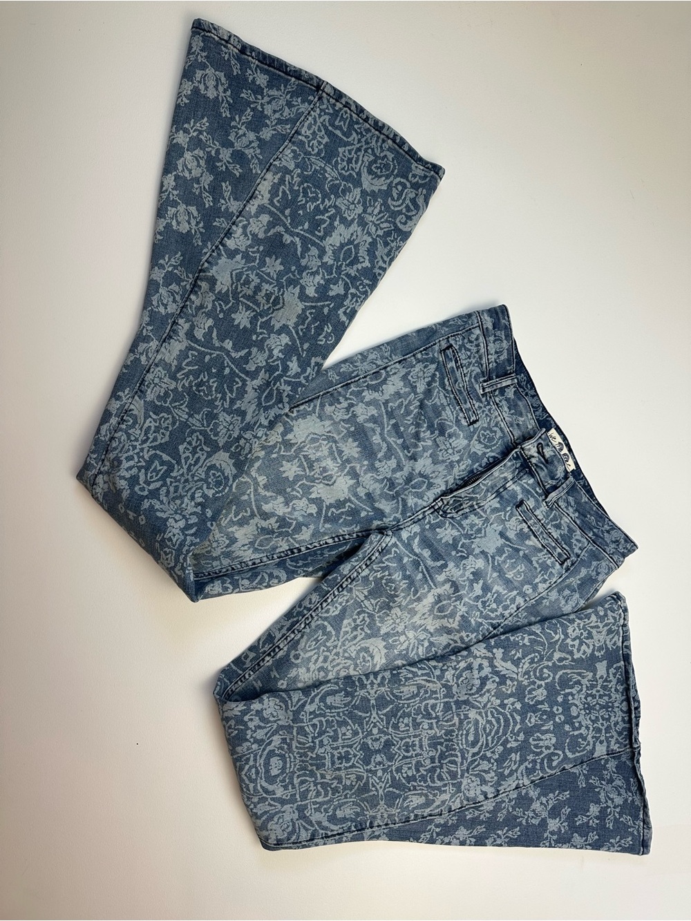 We The Free Blue Floral-Print Flare Jeans - Picture 10 of 11